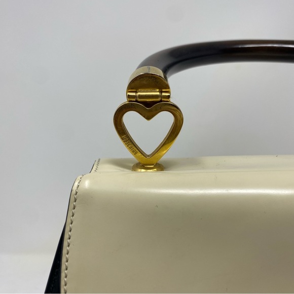Moschino Ivory Black Color Block Leather Bag - Picture 2 of 13
